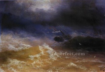  Van Lienzo - Tormenta en el mar 1899 paisaje marino Ivan Aivazovsky